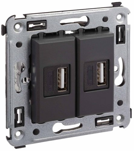 Розетка USB тип А+А без рамки DKC Avanti 2-м. 2100мА черный матовый картинка
